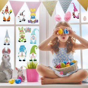 Easter Decorations Gnome Window Cling Art - 9 pack